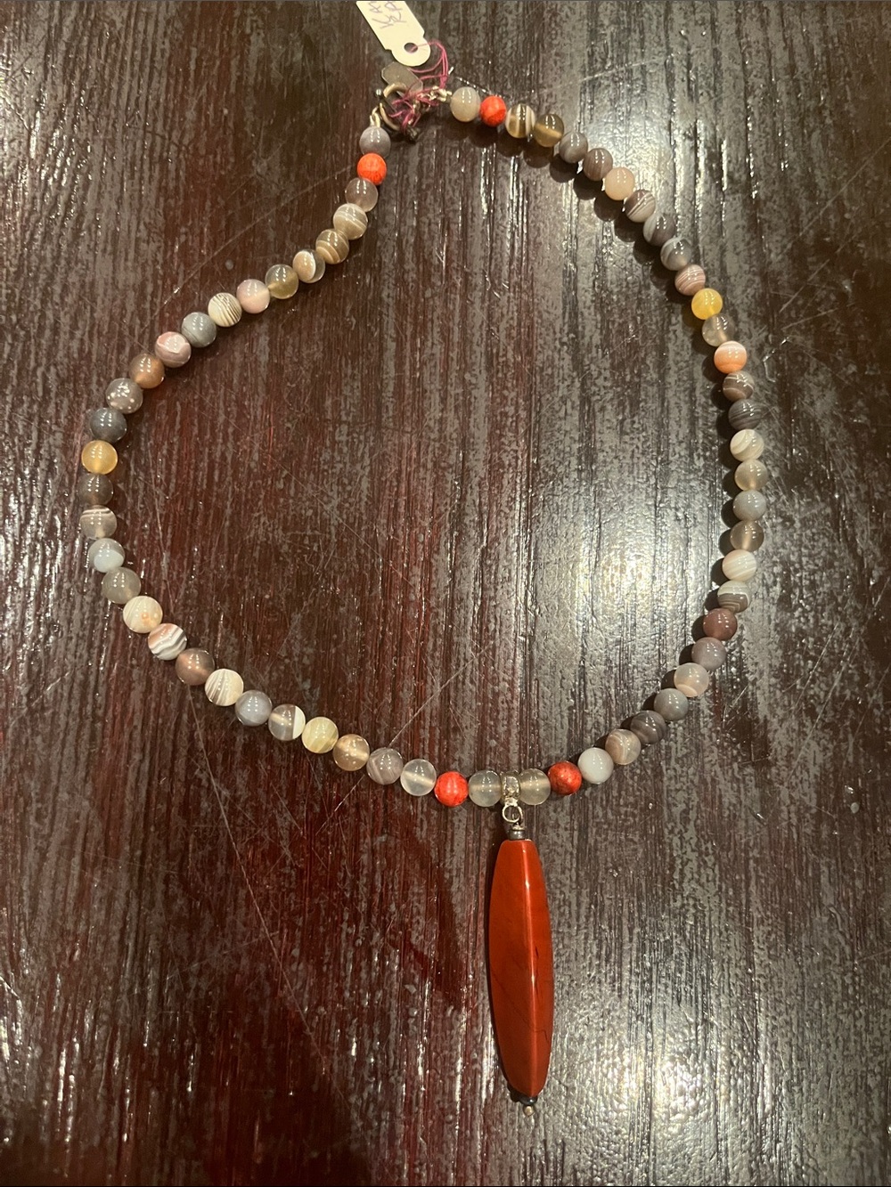 S Kalan gem and Sterling Multicolor Agate Bead Necklace